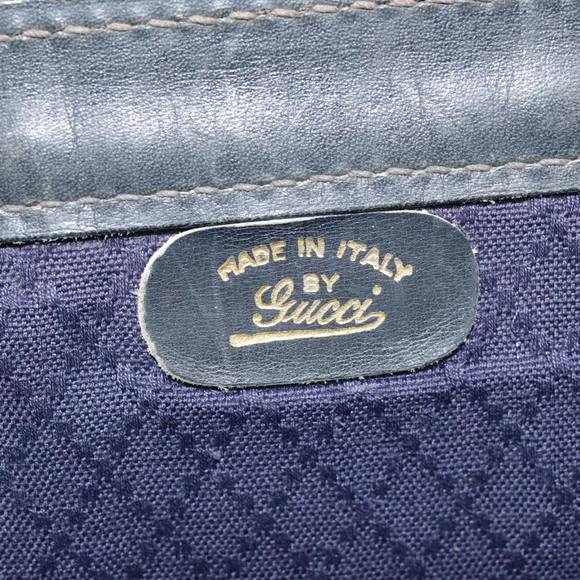 GUCCI Sherry Line Hand Bag Suede Leather Navy Red gold Auth yk14885 - Picture 11 of 16